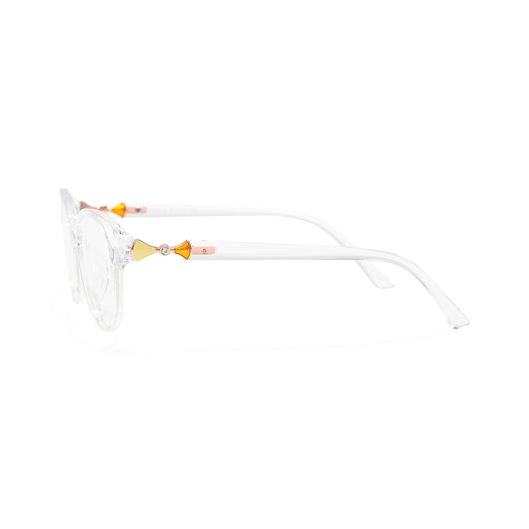 Side view of Delyth cat eye tr90 eyeglasses CR0302509 in clear
